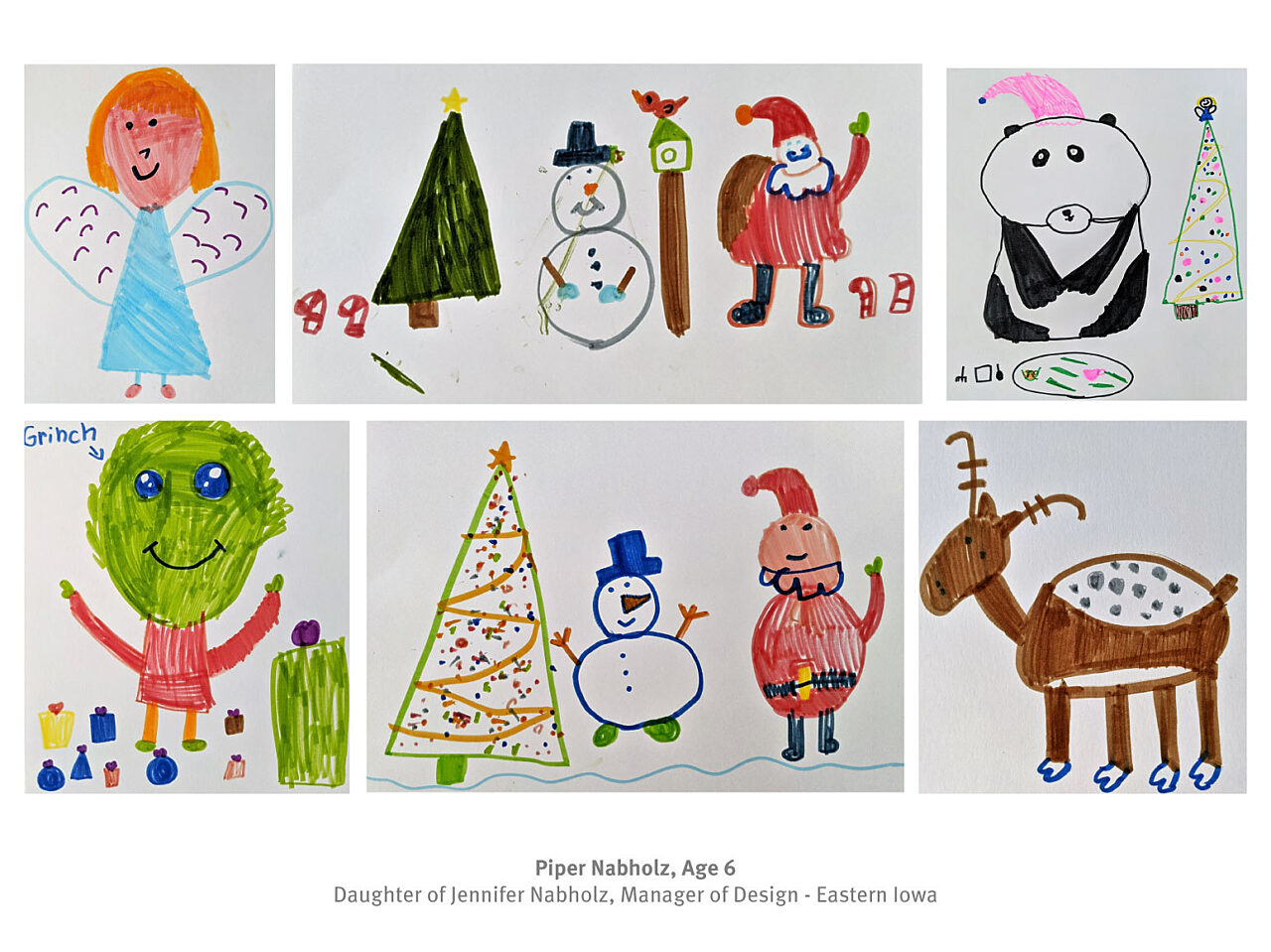 Child drawing for office Christmas card.
