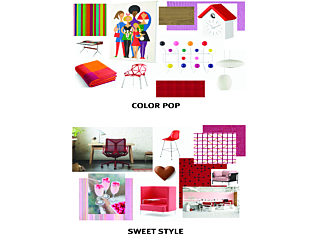 Color Pop and Valentines day mood boards. March and February office inspiration boards.